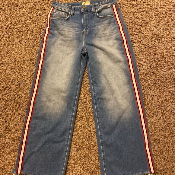 L'Agence Womens Blue Light Wash Striped High Rise Straight Leg Jeans Size 27 - Picture 3 of 9